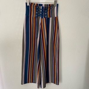 Cropped high waist striped wide leg pant size 2/3